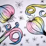 ink + colored pencil